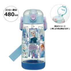 [Skater] Frozen Clear Water Bottle With Straw 480ml