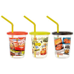 [Skater] Plastic Tumbler with Straw - Set of 3